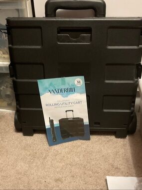 Collapsible Rolling Utility Cart - Black